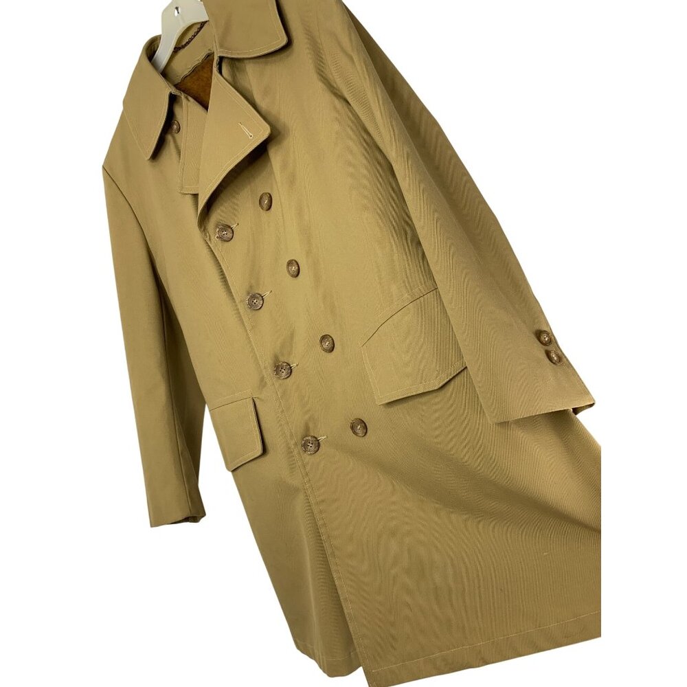 Vintage 70s Mens Boston Harbor Trench Coat Plush Lining Wide Collar M/L